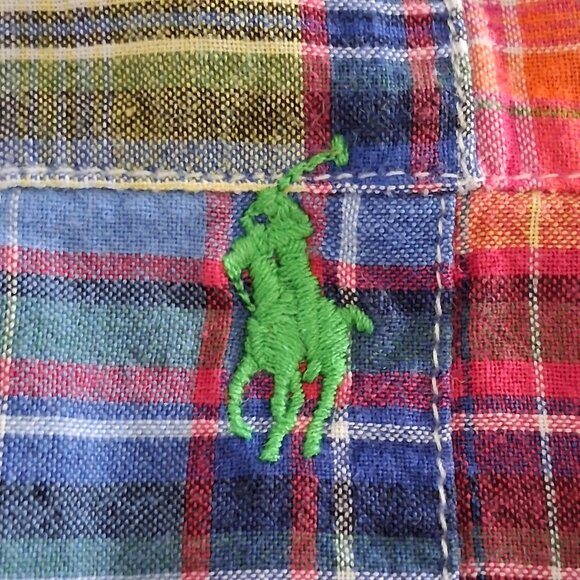 Polo Ralph Lauren Shirt Men's Size Medium Patchwork Plaid Classic Fit Work shirt - Picture 8 of 9